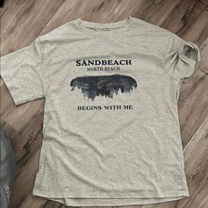 SHEIN Gray Short Sleeve Tee Casual Cotton Blend